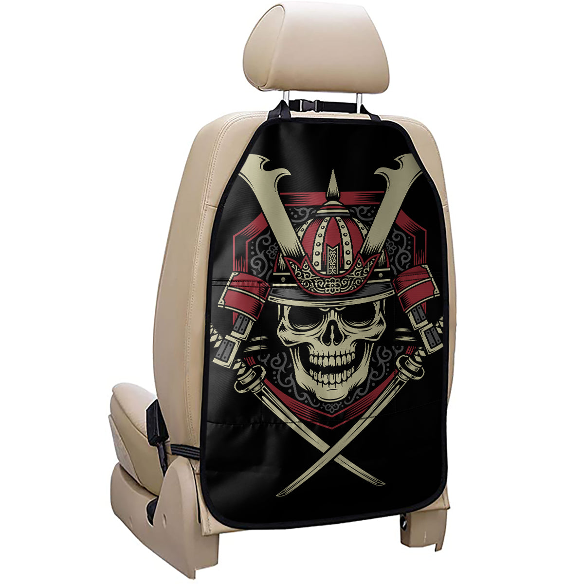 Samurai Warrior Skull Print Car Seat Organizers