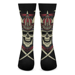 Samurai Warrior Skull Print Crew Socks