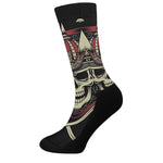 Samurai Warrior Skull Print Crew Socks