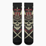 Samurai Warrior Skull Print Crew Socks