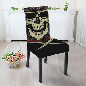 Samurai Warrior Skull Print Dining Chair Slipcover