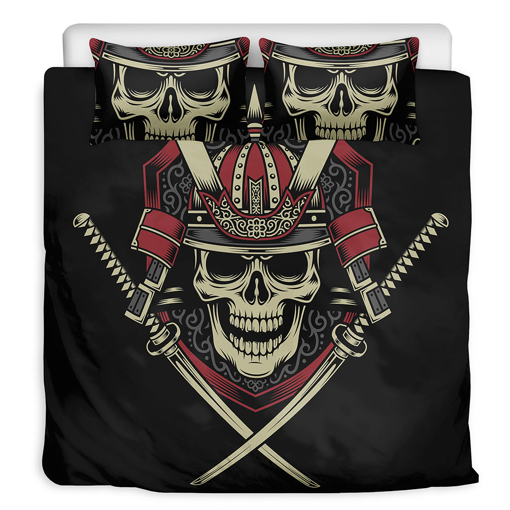 Samurai Warrior Skull Print Duvet Cover Bedding Set