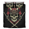 Samurai Warrior Skull Print Duvet Cover Bedding Set