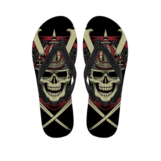 Samurai Warrior Skull Print Flip Flops