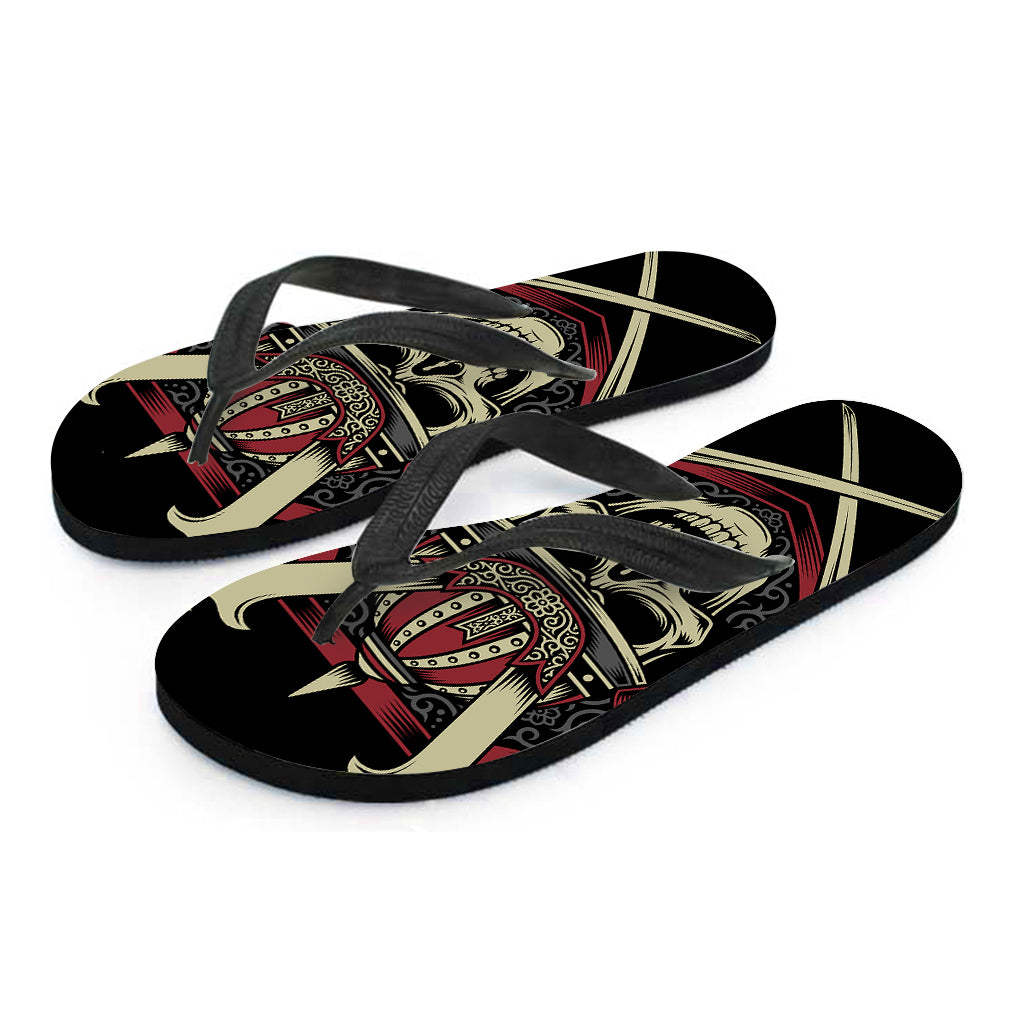 Samurai Warrior Skull Print Flip Flops