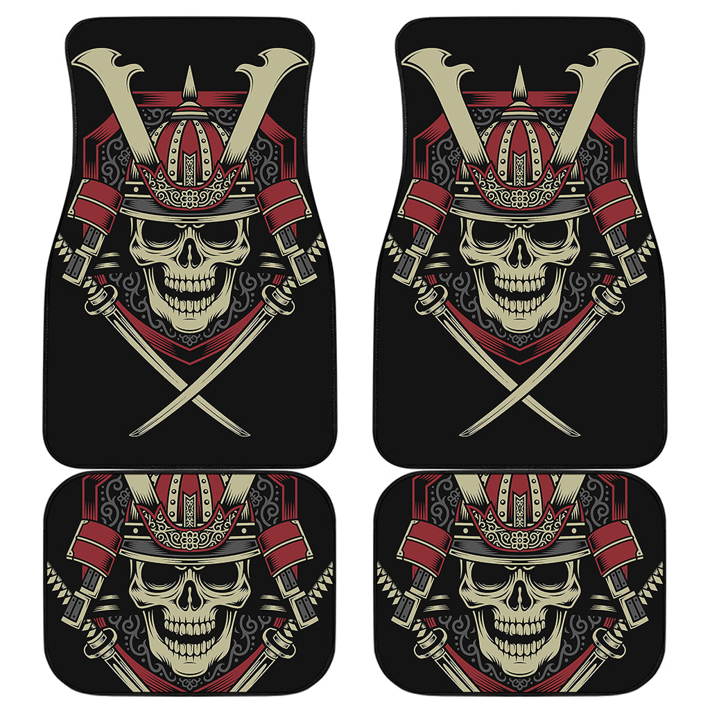 Samurai Warrior Skull Print Front and Back Car Floor Mats