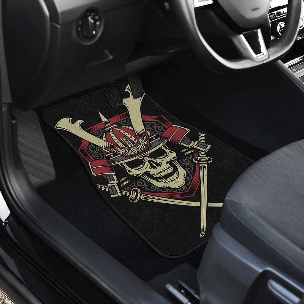 Samurai Warrior Skull Print Front and Back Car Floor Mats