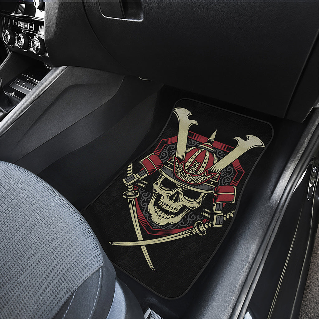 Samurai Warrior Skull Print Front and Back Car Floor Mats