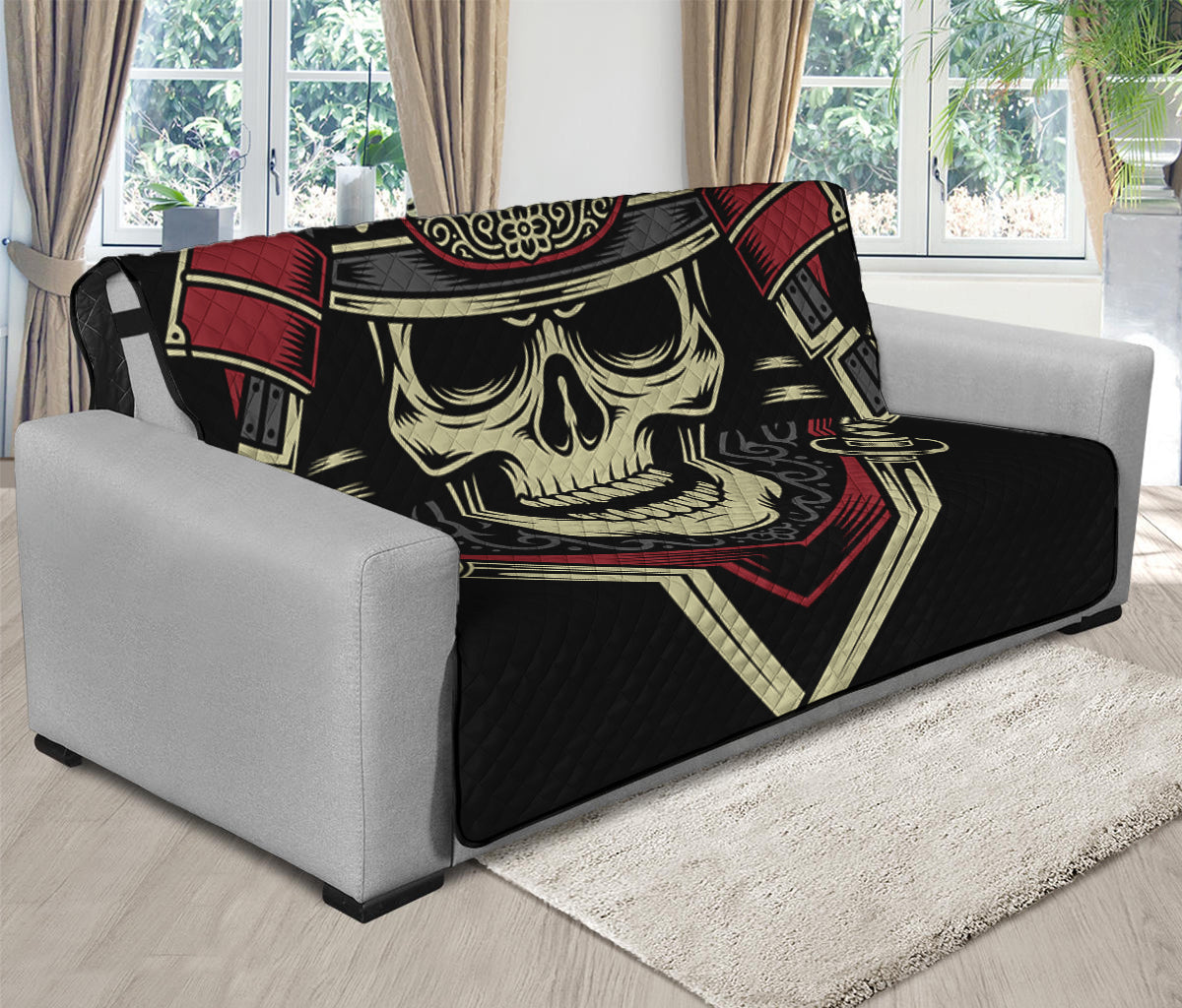 Samurai Warrior Skull Print Futon Protector