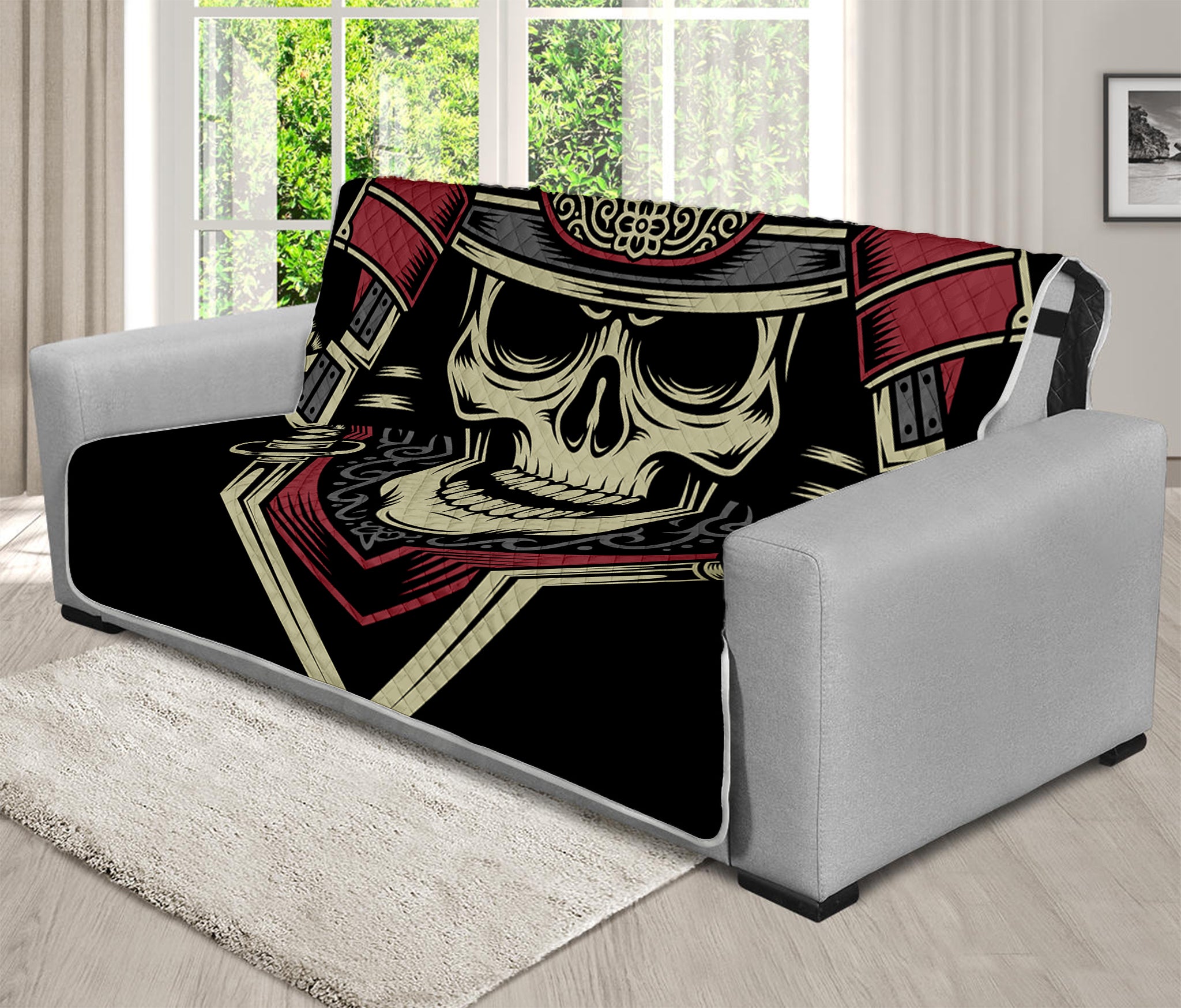 Samurai Warrior Skull Print Futon Protector