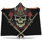 Samurai Warrior Skull Print Hooded Blanket