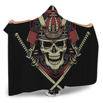 Samurai Warrior Skull Print Hooded Blanket