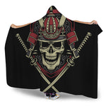 Samurai Warrior Skull Print Hooded Blanket