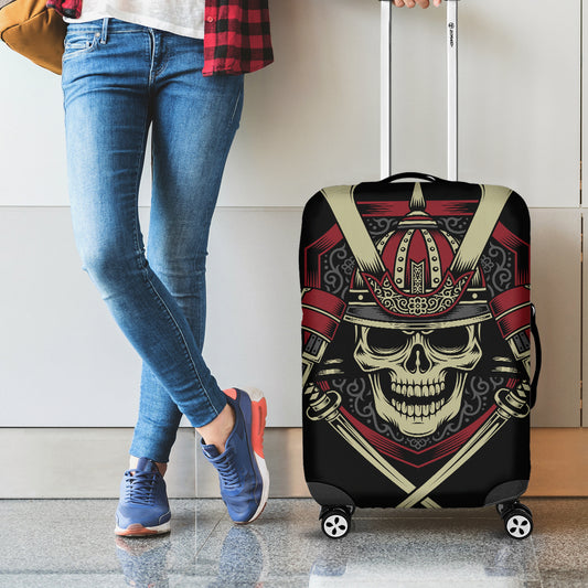 Samurai Warrior Skull Print Luggage Cover