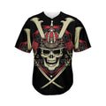 Samurai Warrior Skull Print Men's Baseball Jersey