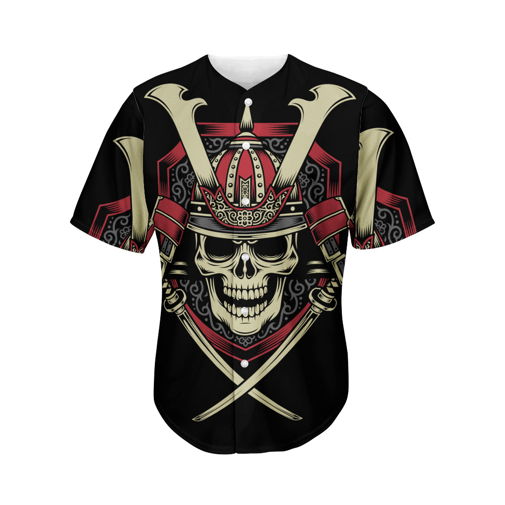 Samurai Warrior Skull Print Men's Baseball Jersey