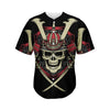 Samurai Warrior Skull Print Men's Baseball Jersey