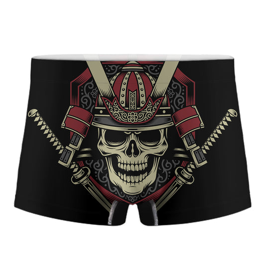 Samurai Warrior Skull Print Men's Boxer Briefs