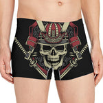 Samurai Warrior Skull Print Men's Boxer Briefs