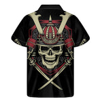Samurai Warrior Skull Print Men's Short Sleeve Shirt