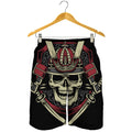 Samurai Warrior Skull Print Men's Shorts