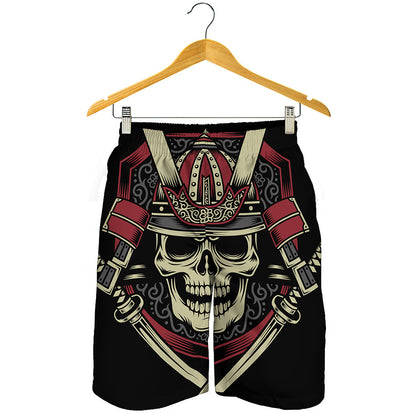 Samurai Warrior Skull Print Men's Shorts