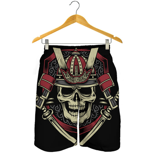 Samurai Warrior Skull Print Men's Shorts