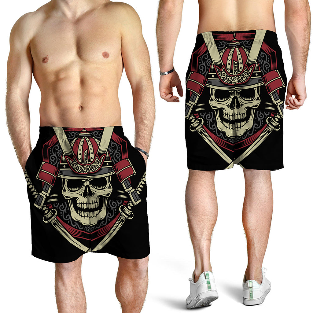 Samurai Warrior Skull Print Men's Shorts