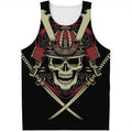 Samurai Warrior Skull Print Men's Tank Top
