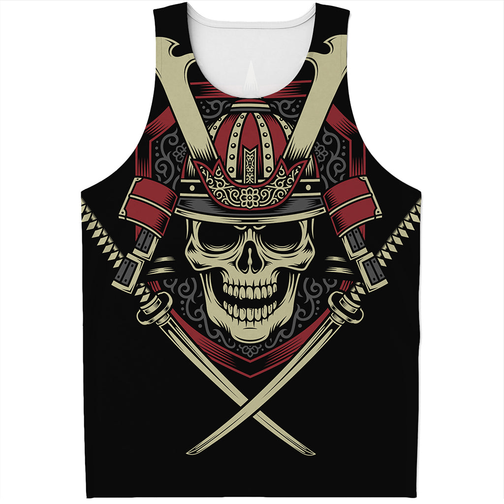 Samurai Warrior Skull Print Men's Tank Top