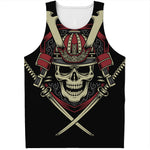 Samurai Warrior Skull Print Men's Tank Top