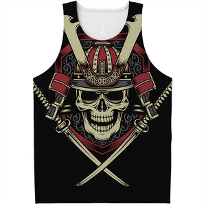 Samurai Warrior Skull Print Men's Tank Top