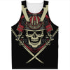 Samurai Warrior Skull Print Men's Tank Top