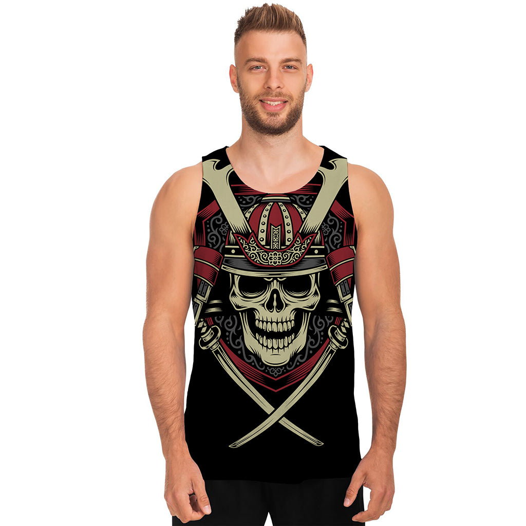 Samurai Warrior Skull Print Men's Tank Top