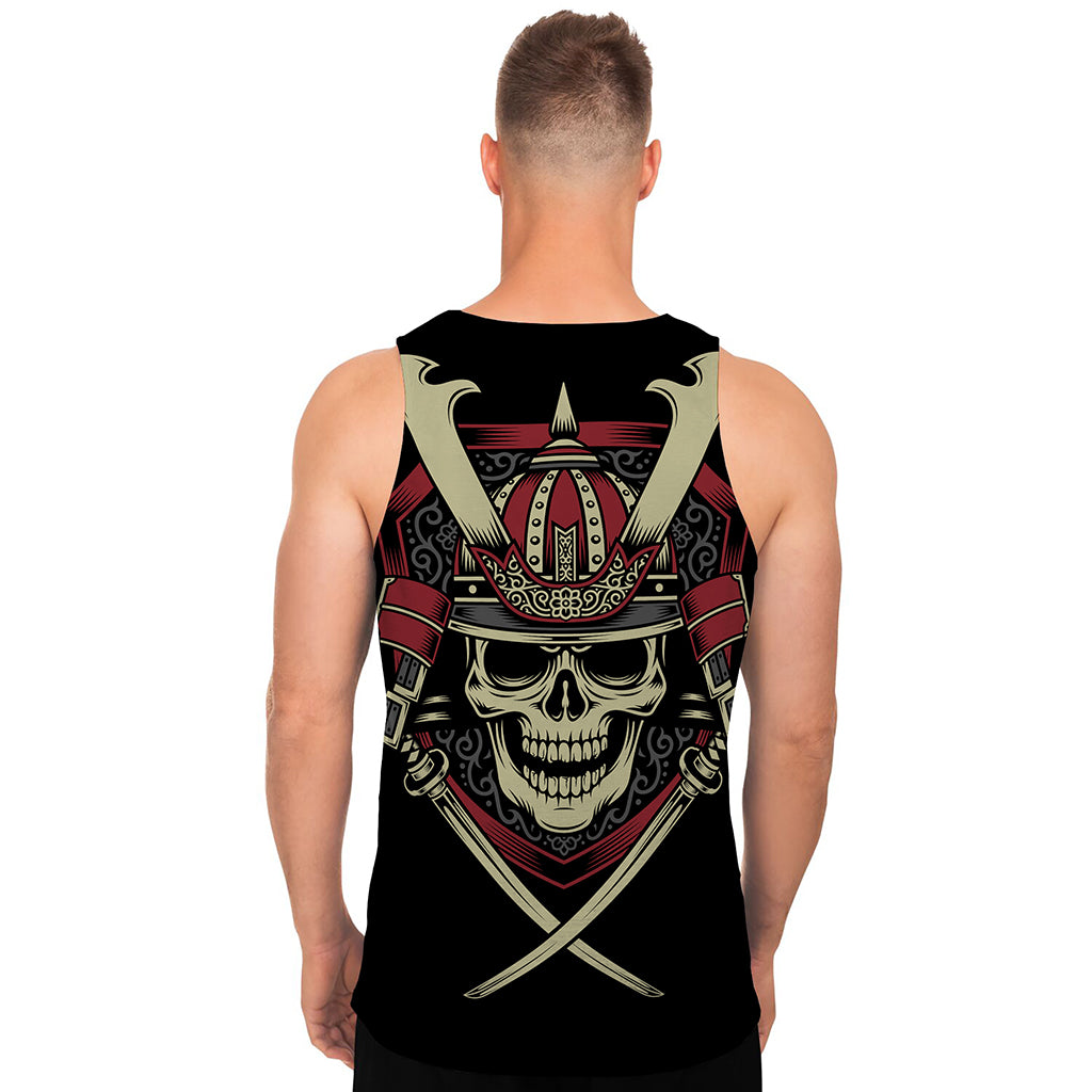 Samurai Warrior Skull Print Men's Tank Top