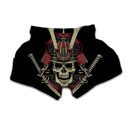 Samurai Warrior Skull Print Muay Thai Boxing Shorts