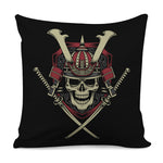 Samurai Warrior Skull Print Pillow Cover
