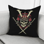 Samurai Warrior Skull Print Pillow Cover