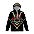 Samurai Warrior Skull Print Pullover Hoodie