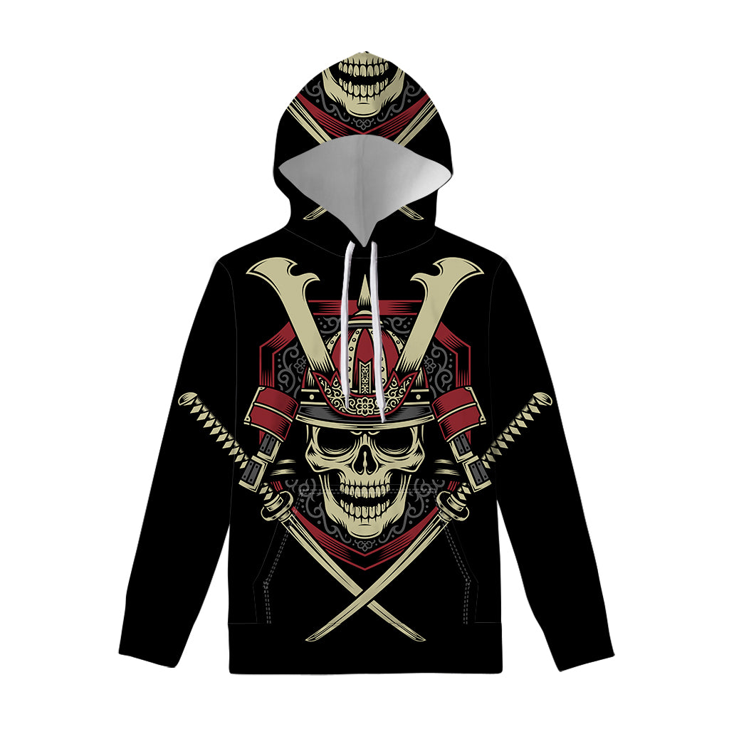 Samurai Warrior Skull Print Pullover Hoodie