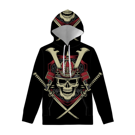 Samurai Warrior Skull Print Pullover Hoodie