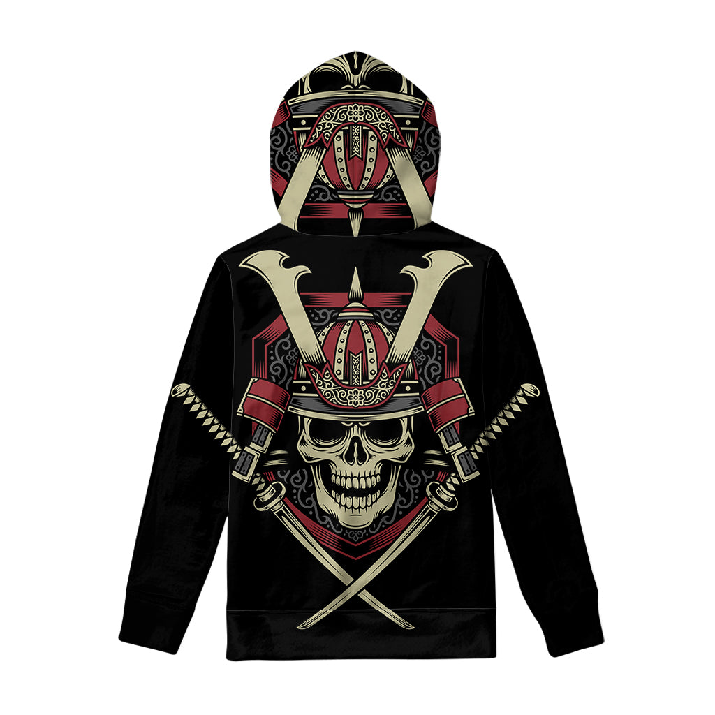 Samurai Warrior Skull Print Pullover Hoodie