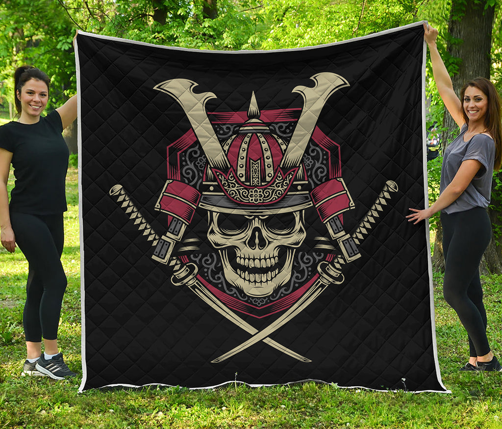 Samurai Warrior Skull Print Quilt