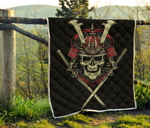 Samurai Warrior Skull Print Quilt