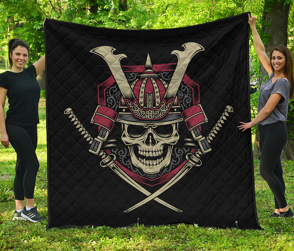 Samurai Warrior Skull Print Quilt