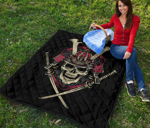 Samurai Warrior Skull Print Quilt