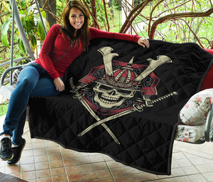 Samurai Warrior Skull Print Quilt