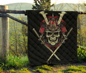 Samurai Warrior Skull Print Quilt