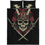 Samurai Warrior Skull Print Quilt Bed Set