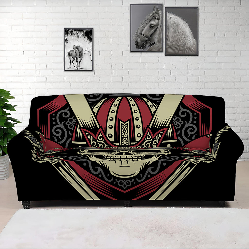 Samurai Warrior Skull Print Sofa Cover